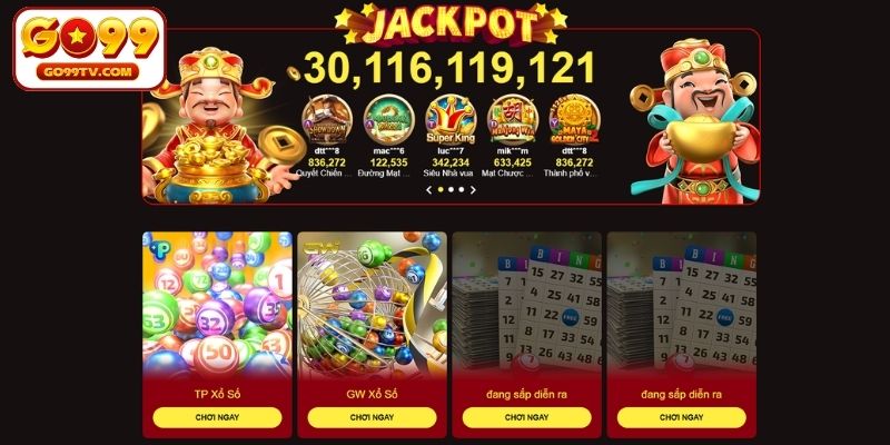 Các sảnh xổ số có sẵn tại nhà cái GO99